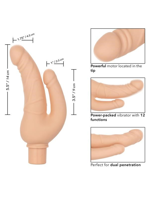 Rechargeable Power Stud Over and Under Dual Penetration Dildo - - Vibrating Dildos