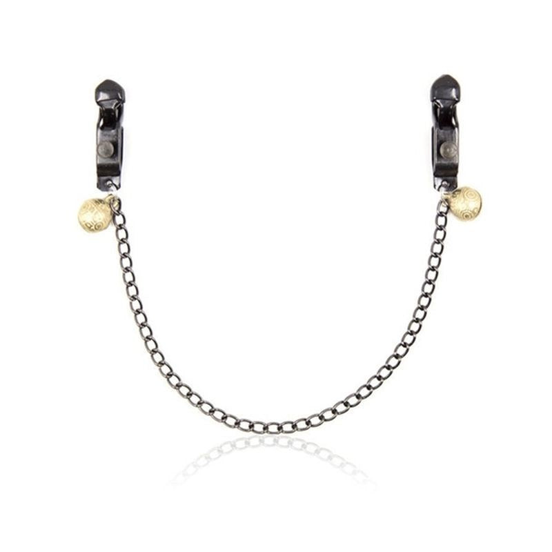 Alligator Nipple Clamps With Bell And Chain - - Breast and Nipple Toys