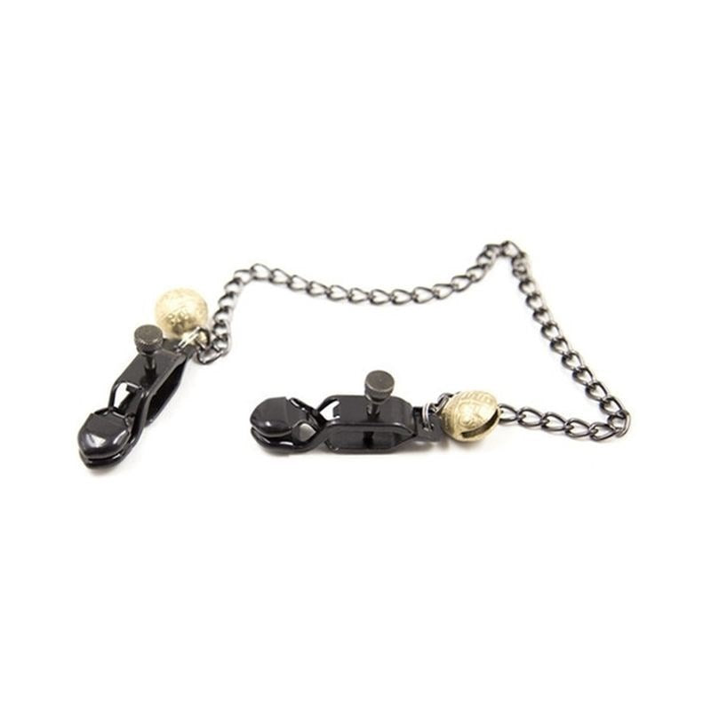 Alligator Nipple Clamps With Bell And Chain - - Breast and Nipple Toys