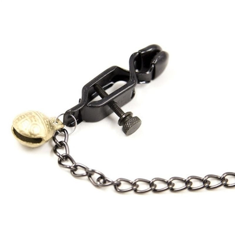 Alligator Nipple Clamps With Bell And Chain - - Breast and Nipple Toys