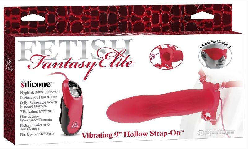 Elite Vibrating 9 inch Silicone Hollow Strap-On - - Strap On Sextoys