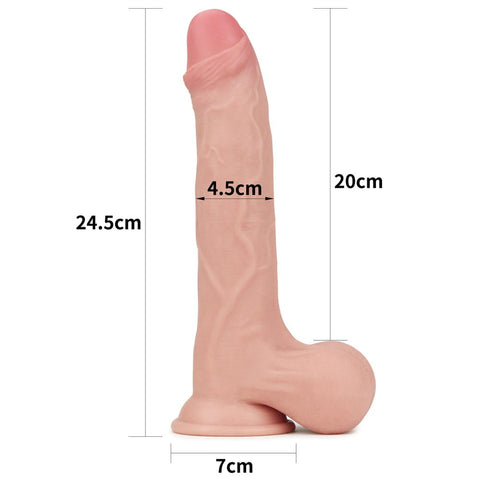 Sliding Skin Dual Layer Dong 9.5'' Dong with Flexible Skin - Realistic Dildos