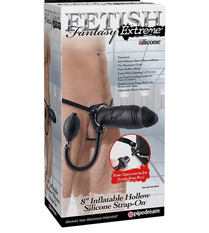 FFE 8 Inch Inflatable Hollow Silicone Strap-On - - Strap On Sextoys