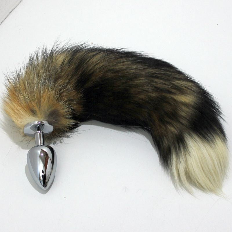 Funky Fox Tail & Metal Anal Plug - - Steel Sex Toys