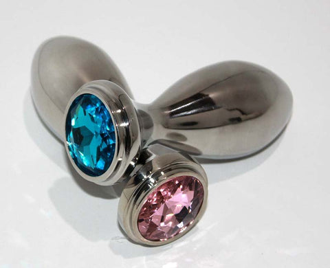 Little Boy Jewelled Large Steel Anal Plug Emerald - Steel Sex Toys