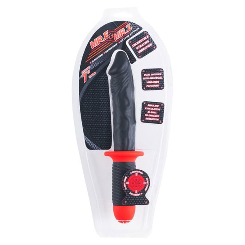 Mr. E and Mr. Z 7 Inch Silicone 10 Speed Vibrator Red - - Realistic Dildos