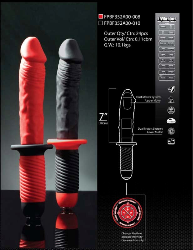 Mr. E and Mr. Z 7 Inch Silicone 10 Speed Vibrator Red - - Realistic Dildos