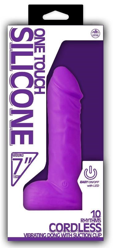 One Touch Silicone 7 Vibrator Purple - - Realistic Dildos