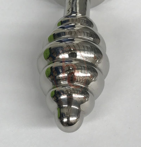 Ribbed Jewelled Butt Plug Large Amethyst by Hell's Couture - Steel Sex Toys