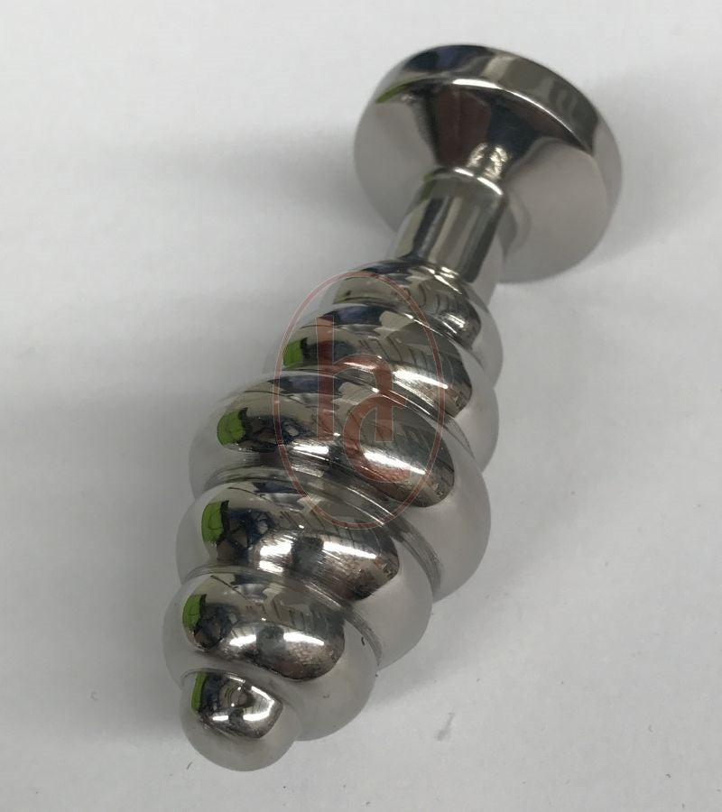 Ribbed Jewelled Medium Butt Plug Champagne - - Steel Sex Toys