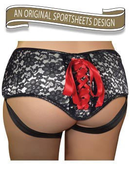 Plus Size Grey & Black Lace Corsette Strap-On - Strap On Sextoys