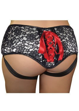 Plus Size Grey & Black Lace Corsette Strap-On - Strap On Sextoys