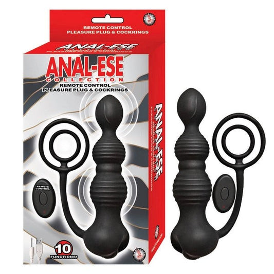 ANAL-ESE Remote Control Pleasure Plug and C-Rings - Prostate Toys