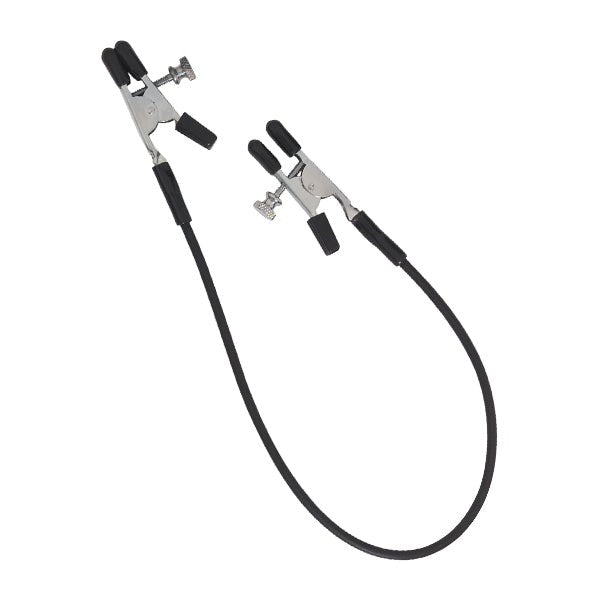 Blackline Alligator Tit Clamps With Rubber Tether - Nipple and Clit Clamps