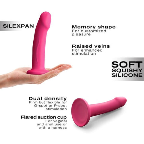 Real Pleasure SILEXPAN Magenta Dual-Density Dildo - Realistic Dildos