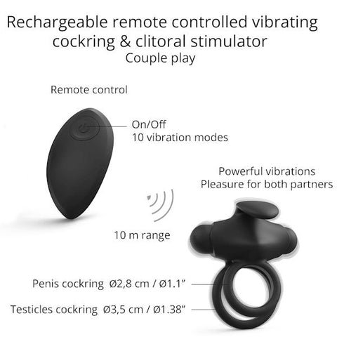 Mr And Mrs Vibe Remote C-Ring With Clit Stim - Vibrating Cock Rings