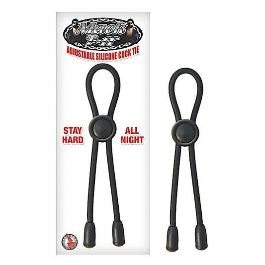 Mack Tuff Adjustable Silicone Cock Tie Cock Ring Black - Stretchy Cock Rings