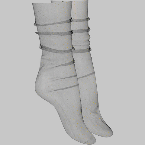 Nylon Floral Patterned Dress-Up Socks by Maison Close - Fancy Dress Ups