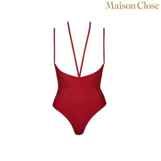 MAISON CLOSE Red Bodysuit Thong With Naked Breast