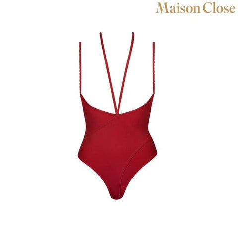 Red Bodysuit Thong With Naked Breast by Maison Close - Teddies and Bodysuits