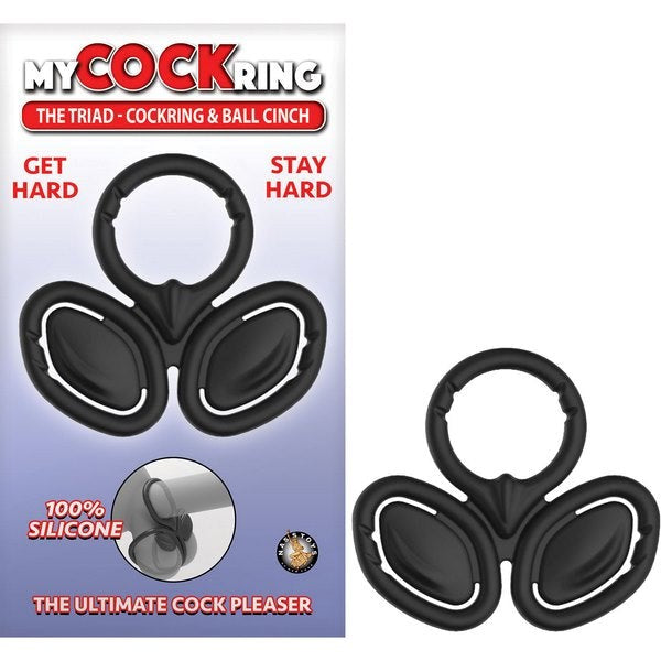 Silky Smooth Pleasure Enhancer - The Triad Cockring and Ball Cinch - Stretchy Cock Rings