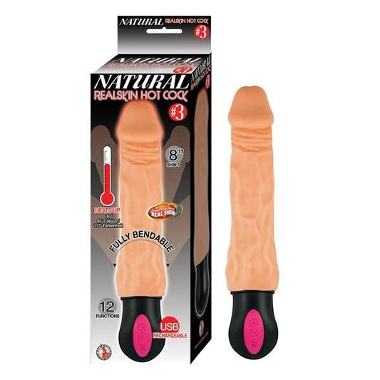NATURAL REALSKIN 8" Heated Pleasure Toy - 12 Functions