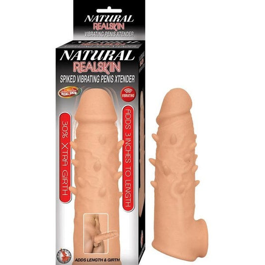 NATURAL REALSKIN Spiked Vibrating Penis Extender - Pumps, Extenders and Sleeves