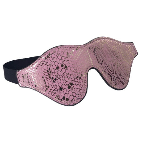 Pink Snake Leather Lined BDSM Blindfold - Masks And Blindfolds