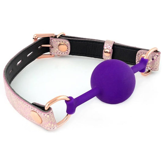 Exotic Allure - Silicone Purple Ball Gag with Pink Snake Strap