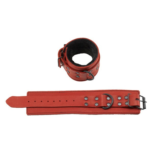 Redline Faux Leather Wrist Restraints by Spartacus - Cuffs and Restraints