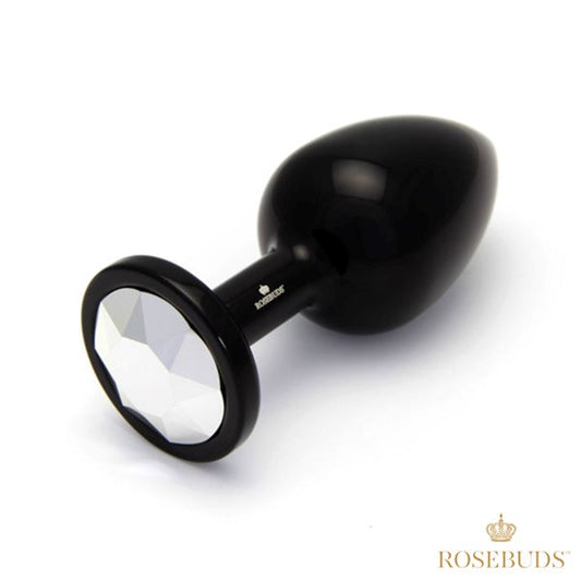 Rosebuds Large Black Aluminium Gem Butt Plug by Rianne S - Butt Plugs