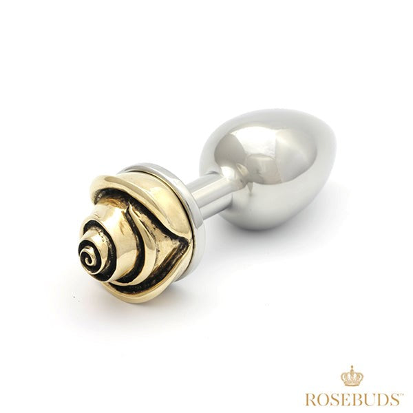 Rosebuds Luxe Anal Plug with Jeweled Rose Tip - Medium - Butt Plugs