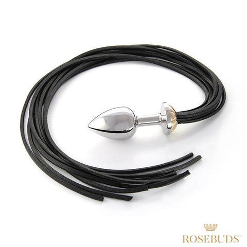 Rosebuds Intimate Fusion Metal Plug and Leather Whip Set - Butt Plugs