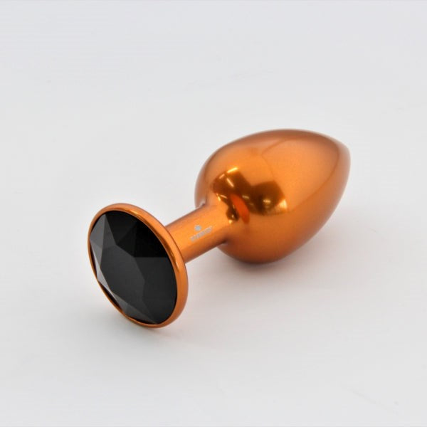 Rosebuds Orange Aluminium Butt Plug With Gem Medium - Butt Plugs