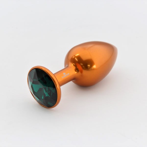 Rosebuds Orange Aluminium Butt Plug With Gem Medium - Butt Plugs