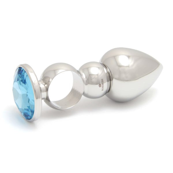 Rosebuds Versatile Ringed Stainless Steel Butt Plug with Crystal Gem - Butt Plugs