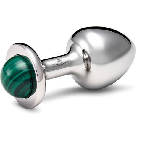 Stainless Steel Anal Plug Small With Malachite Gem - Butt Plugs