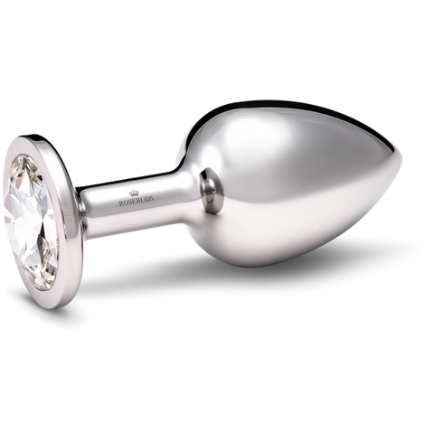 Rosebuds Stainless Steel Anal Pluge With Gem Large - Butt Plugs