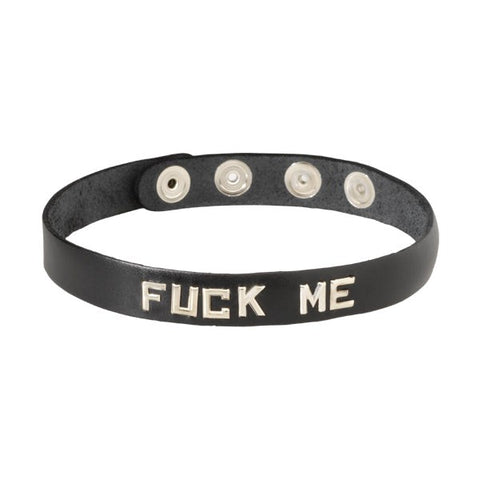 Fuck Slut Leather Wordband Collar by Spartacus - Collars and Leads