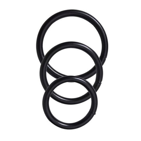 Steel 3 Piece Cock Ring Set Black by Spartacus Enterprises - Steel Cock Rings
