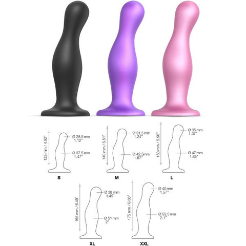 Curvy Metallic Purple Dildo Plug by Strap On Me - Anal Dildos