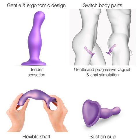 Curvy Metallic Purple Dildo Plug by Strap On Me - Anal Dildos