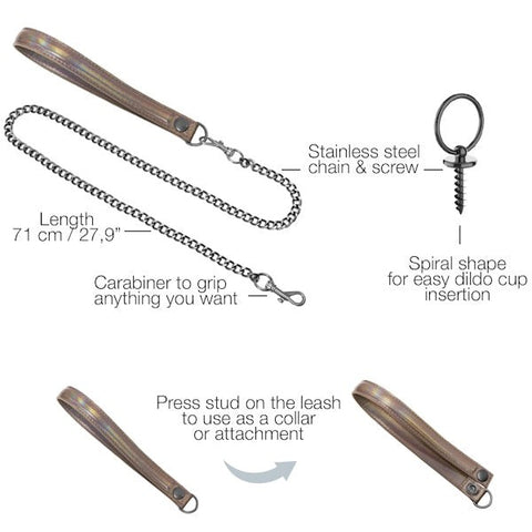 Bondage Collar, Leash, and Dildo Ring Set by Strap-On-Me - Collars and Leads