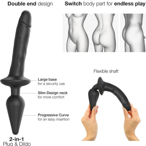 Switch Black Realistic Plug-In Dildo by Strap On Me - Anal Dildos