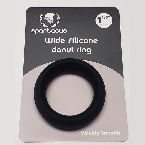 Wide Silicone Donut Ring Black 1.5 inches For Penis Pumps - Stretchy Cock Rings