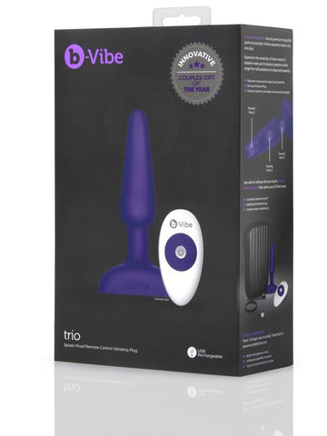 Trio Vibrating Remote Control Butt Plug by B-Vibe - Butt Plugs