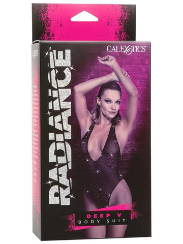 Radiance Deep V Rhinestone Mesh Bodysuit - Teddies and Bodysuits