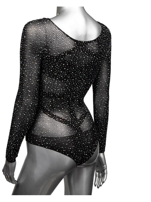 Radiance Plus Size Long Sleeve Mesh Bodysuit And Thong - - Teddies and Bodysuits
