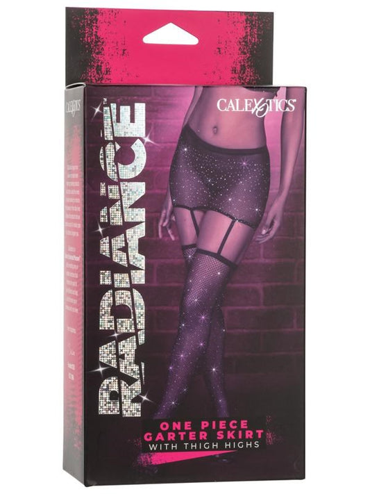 Radiance Sexy & Comfortable One Piece Garter Skirt With Thigh Highs - - Fishnet and Thigh Highs