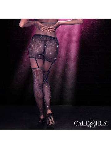 Radiance One Piece Garter Skirt With Thigh Highs - Fishnet and Thigh Highs